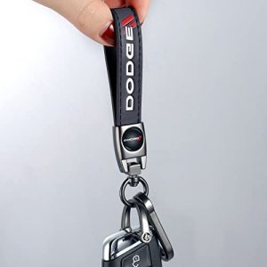 Genuine Leather car Keychain Suitable for Dodge Challenger Dakota Charger SRT Avenger Durango Caravan Key Ring Lanyard Accessories Key Chain Keyring Business Gift Birthday Present - Image 2