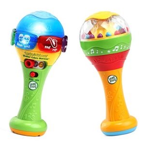 LeapFrog Learn & Groove Shakin' Colors Maracas includes One electronic maraca, one non-electronic maraca, Parent's Guide, Multicolor