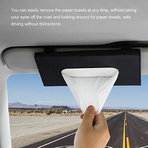 HZAZF Car Tissue Holder, [Upgraded Version] Hanging Tissue Holder for Car, Premium PU Leather Car Tissue Holder Visor for Universal Auto, Easy Use (Black) - Image 2