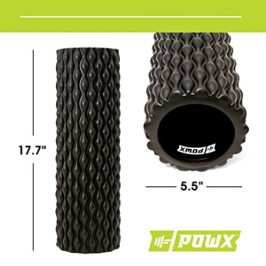 Textured Foam Rollers for Muscle Massage – High-Density Back Foam Roller for Back Pain Relief & Muscle Recovery in Legs & Arms – Hollow Foam Roller for Muscle Exercises by PowX 5.5x17.7 in. (Black) - Image 7