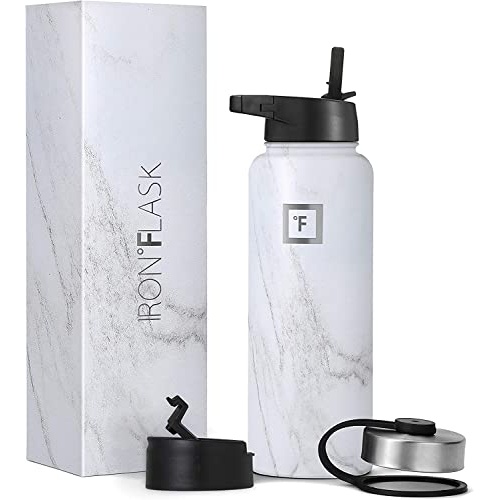 IRON °FLASK Sports Water Bottle - 40 Oz 3 Lids (Straw Lid), Leak Proof - Stainless Steel Gym & Sport Bottles for Men, Women & Kids - Double Walled, Insulated Thermos, Metal Canteen - Image 1