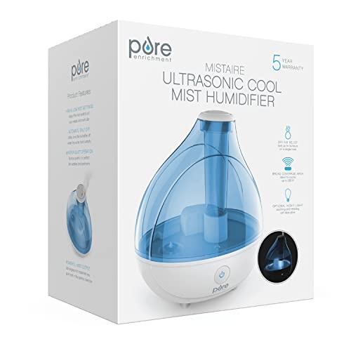 Pure Enrichment® MistAire™ Ultrasonic Cool Mist Humidifier - Quiet Air Humidifier for Bedroom, Nursery, Office, & Indoor Plants - Lasts Up To 25 Hours, 360° Rotation Nozzle, Auto Shut-Off, Night Light - Image 2