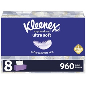 Kleenex Expressions Ultra Soft Facial Tissues, Soft Facial Tissue, 8 Flat Boxes, 120 Tissues per Box, 3-Ply (960 Total Tissues)