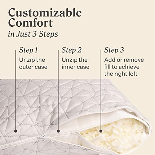 Coop Home Goods Original Loft Pillow Queen Size Bed Pillows for Sleeping - Adjustable Cross Cut Memory Foam Pillows - Medium Firm Back, Stomach and Side Sleeper Pillow - CertiPUR-US/GREENGUARD Gold - Image 3