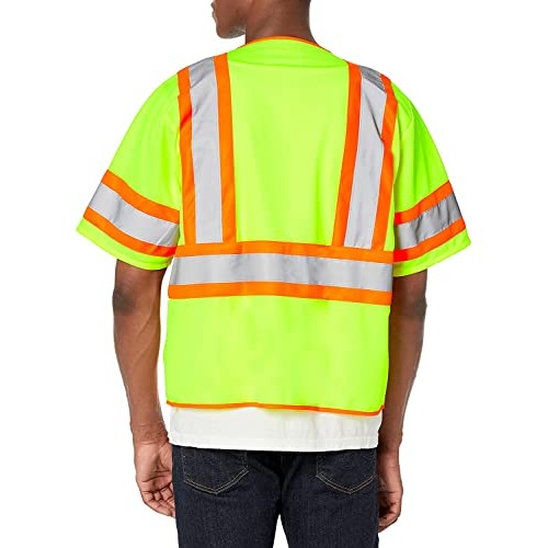 Pioneer Hi Vis Tricot Sleeved Safety Vest - High Visibility Reflective Tape - 4 Pockets - Yellow/Green - for Men & Women - Image 2
