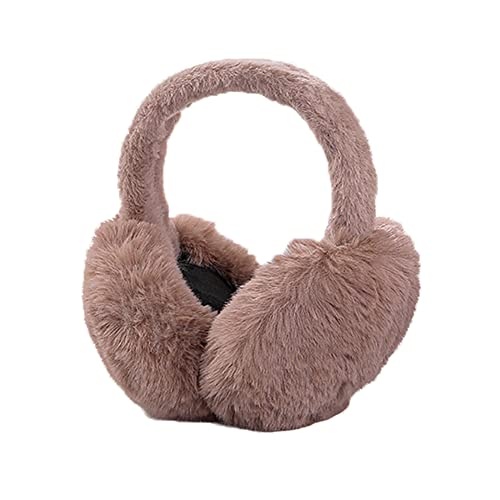 Surakey Winter Women Solid Foldable Earmuffs Girl Ski Adjustable Ear Covers Soft Plush Warmer Fleece Lining for Home(Coffee) - Image 1