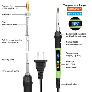 Wood Burning kit, 100W Professional WoodBurning Pen Tool, DIY Creative Tools with LED Display Adjust Temp Switch 180~500℃,Wood Burner for Embossing,Carving,Pyrography,Suitable for Beginners,Adults - Image 7