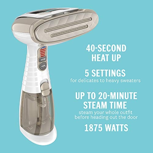 Conair Turbo Extreme Steam Hand Held Fabric Steamer, White/Champagne, One Size - Image 10