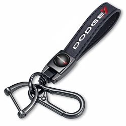 Genuine Leather car Keychain Suitable for Dodge Challenger Dakota Charger SRT Avenger Durango Caravan Key Ring Lanyard Accessories Key Chain Keyring Business Gift Birthday Present