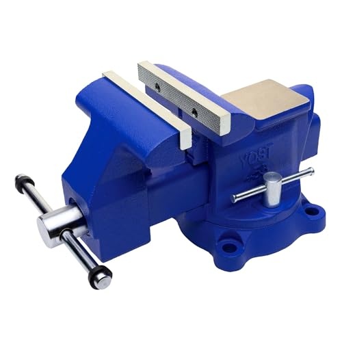 Yost Vises 455 Combination Vise | 5.5 Inch Jaw Width Heavy-Duty Utility Pipe and Bench Vise |Secure Grip with Swivel Base| Made with Cast Iron and Steel U Channel Bar | Blue - Image 1