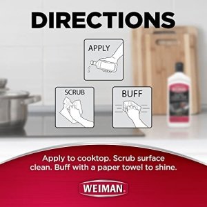 Weiman Cooktop and Stove Top Cleaner Kit - Glass Cook Top Cleaner and Polish 10 oz. Scrubbing Pad, Cleaning Tool, Razor, Scraper - Image 8