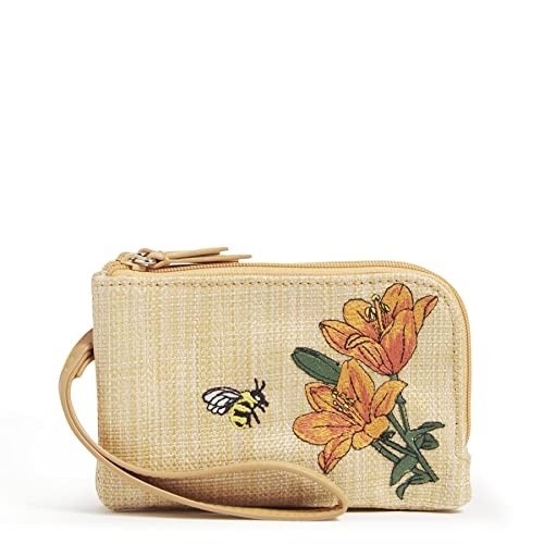 Vera Bradley Women's Straw Double Zip ID Case Wallet With Rfid Protection, Nature Study Neutral, One Size - Image 1
