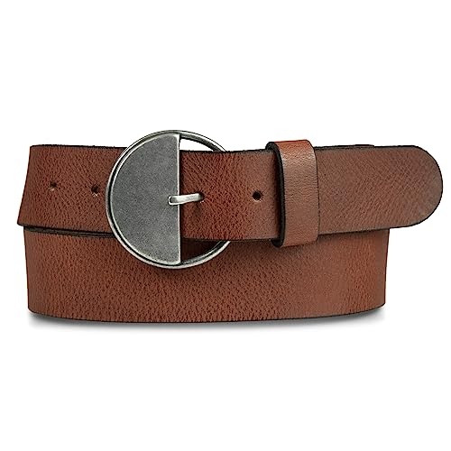 Lucky Brand Women's Half Circle Leather Statement Buckle Belt in Tan, Medium - Image 1