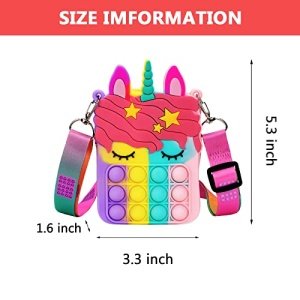 Civan Small Pop Purse, Unicorn Pop Purse for Girl and Women Pop Bag with Unicorn Pop Toy, Shoulder Bag Fidget Toys Pop Fidget Backpack Toy for ADHD Anxiety Kids Backpack Silicone Bag Pop for Girls… - Image 6