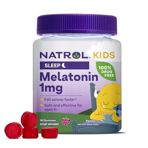 Natrol Kids Melatonin 1mg, Supplement for Restful Sleep, Sleep Gummies for Children, 90 Raspberry-Flavored Melatonin Gummies, 90 Day Supply - Image 1