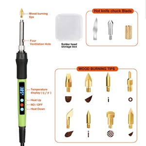 Wood Burning kit, 100W Professional WoodBurning Pen Tool, DIY Creative Tools with LED Display Adjust Temp Switch 180~500℃,Wood Burner for Embossing,Carving,Pyrography,Suitable for Beginners,Adults - Image 4
