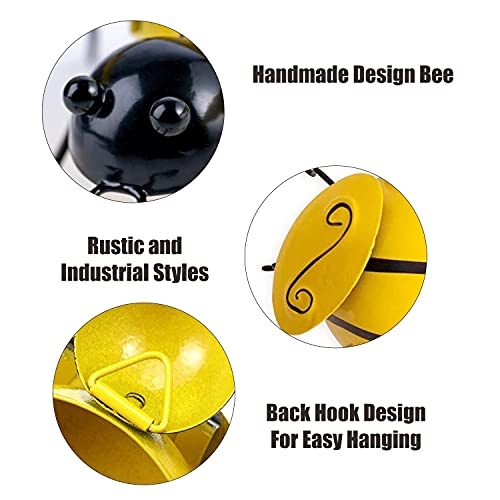 Yungeln Metal Wall Art, 4PCS Bumble Bee Decor, 3D Iron Art Sculpture Hanging Decorations for Outdoor Home Garden - Image 5