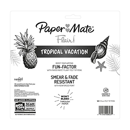 Paper Mate Flair Felt Tip Pens, Medium Point, Special Edition Tropical Vacation, Pack of 12 - Image 2