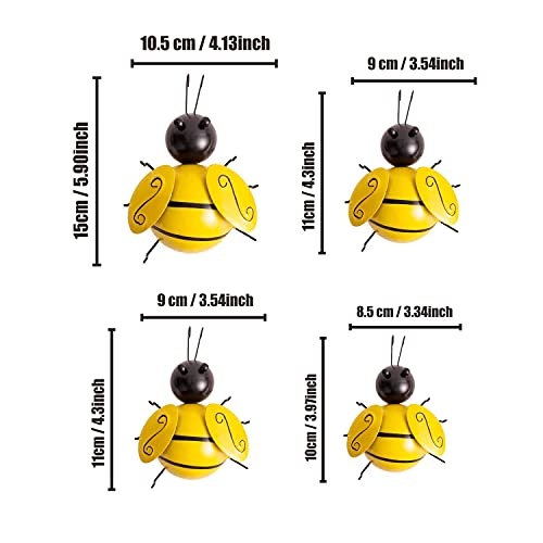Yungeln Metal Wall Art, 4PCS Bumble Bee Decor, 3D Iron Art Sculpture Hanging Decorations for Outdoor Home Garden - Image 6