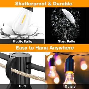 String Lights for Outside 120FT, 60+4 Pcs Vintage Bulbs LED Outdoor Edison String Lights Waterproof, Shatterproof Connectable Patio Lights Outdoor, Dimmable Hanging String Lights for Backyard,Bistro - Image 5
