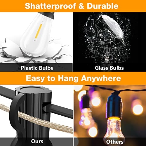 String Lights for Outside 120FT, 60+4 Pcs Vintage Bulbs LED Outdoor Edison String Lights Waterproof, Shatterproof Connectable Patio Lights Outdoor, Dimmable Hanging String Lights for Backyard,Bistro - Image 5