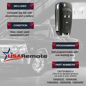 Car Key Fob Keyless Entry Remote Flip fits 2010-2017 Buick Allure Encore Lacrosse Regal Verano / Chevy Camaro Cruze Equinox Impala Malibu Sonic / GMC Terrain (OHT01060512) - Image 5