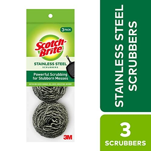 Scotch-Brite Stainless Steel Scrubber, Dish Scrubbers for Cleaning Kitchen and Household, Steel Scrubbers for Cleaning Dishes, 3 Scrubbers - Image 8