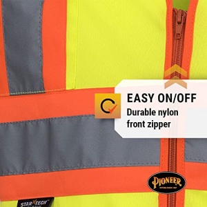 Pioneer Hi Vis Tricot Sleeved Safety Vest - High Visibility Reflective Tape - 4 Pockets - Yellow/Green - for Men & Women - Image 7