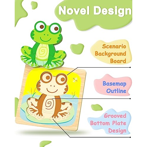 Benresive Wooden Toddler Puzzles Ages 1-3, Montessori Toys for 1 2 3 Year Old Boys Girls, 6 Pack Animal Toddler Toys Gifts for 1 2 3 Year Old Boys Girls, Learning Educational Preschool Toys - Image 2