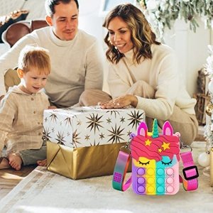 Civan Small Pop Purse, Unicorn Pop Purse for Girl and Women Pop Bag with Unicorn Pop Toy, Shoulder Bag Fidget Toys Pop Fidget Backpack Toy for ADHD Anxiety Kids Backpack Silicone Bag Pop for Girls… - Image 2