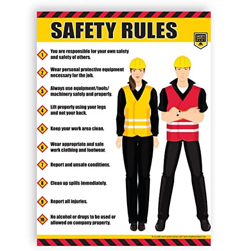 517cDuIkeZL.jpg Safety Awareness Poster,"Safety First", 18" X 24" Laminated Front and Back Long-Lasting Workplace Safety First Poster - Image 1