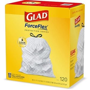 Glad® ForceFlex Tall Kitchen Drawstring Trash Bags, 13 Gallon, Unscented, 120 Count. - Image 9