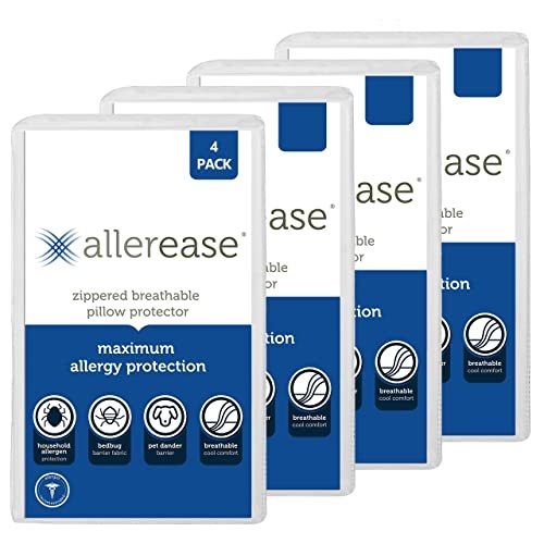AllerEase Maximum Allergy Pillow Protector, Standard/Queen - 4 Pack - Image 1