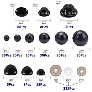 Safety Eyes and Noses, 462Pcs Black Plastic Stuffed Crochet Eyes with Washers for Crafts - Image 7