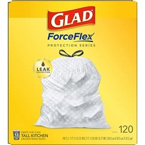 Glad® ForceFlex Tall Kitchen Drawstring Trash Bags, 13 Gallon, Unscented, 120 Count. - Image 8