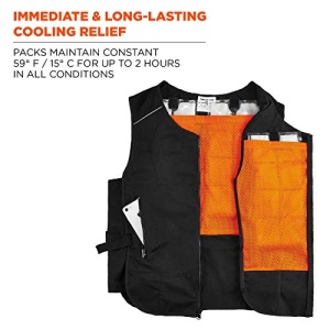 Cooling Vest with 4 Ice Packs, Lightweight, Quick Recharge Cooling, Ergodyne Chill Its 6260 Black, Small/ Medium - Image 7