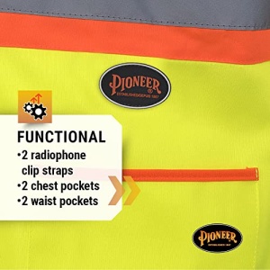Pioneer Hi Vis Tricot Sleeved Safety Vest - High Visibility Reflective Tape - 4 Pockets - Yellow/Green - for Men & Women - Image 6