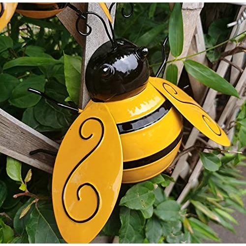 Yungeln Metal Wall Art, 4PCS Bumble Bee Decor, 3D Iron Art Sculpture Hanging Decorations for Outdoor Home Garden - Image 3