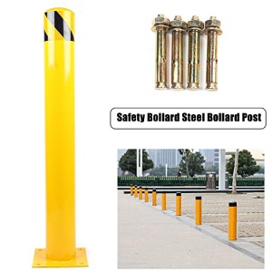 36” x 4.5 ” Safety Bollard Post Reflective Yellow Pipe Bollards Steel Parking Barrier Nocturnal Lifting Ground Barrier With 4 Free Anchor Bolts, Heavy Duty Powder Coated Safety Parking Barrier Post 11Ga(3MM) Base-8x8'' - Image 6