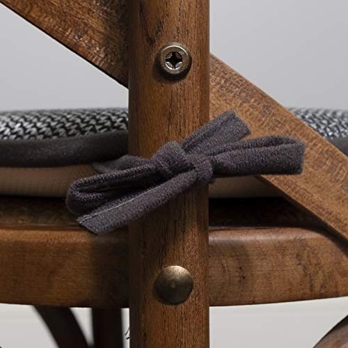 Sweet Home Collection Chair Cushion Memory Foam Pads with Ties Honeycomb Pattern Slip Non Skid Rubber Back Rounded Square 16" x 16" Seat Cover, 4 Pack, Cameron Black Gray - Image 2