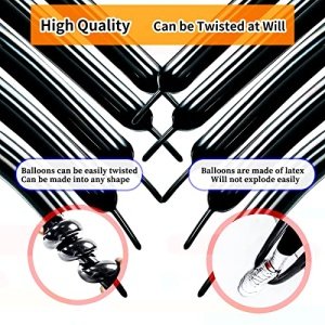 260 Long Balloons 100 Pack Twisting Animal Balloons Thickening Latex Modeling Long Magic Balloons for Animal Model Weddings Birthdays Festival Party Decorations (black) - Image 5