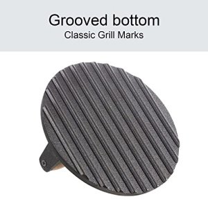 Cast Iron Grill Press, Safe-Touch Comfort-Grip Wood Handle,7 inch,Heavy-Duty Round Bacon Steak and Burger Press for Griddle, Outdoor Grill, Panini, Tortilla - Image 6