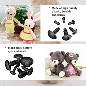 Safety Eyes and Noses, 462Pcs Black Plastic Stuffed Crochet Eyes with Washers for Crafts - Image 5