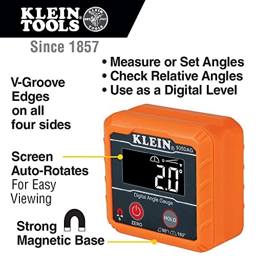 Klein Tools 935DAG Digital Electronic Level and Angle Gauge, Measures 0 - 90 and 0 - 180 Degree Ranges, Measures and Sets Angles - Image 16