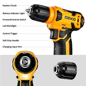 DEKOPRO 126 Piece Power Tool Combo Kits with 8V Cordless Drill, 10MM 3/8'' Keyless Chuck, Professional Household Home Tool Kit Set, DIY Hand Tool Kits for Garden Office House Repair - Image 4