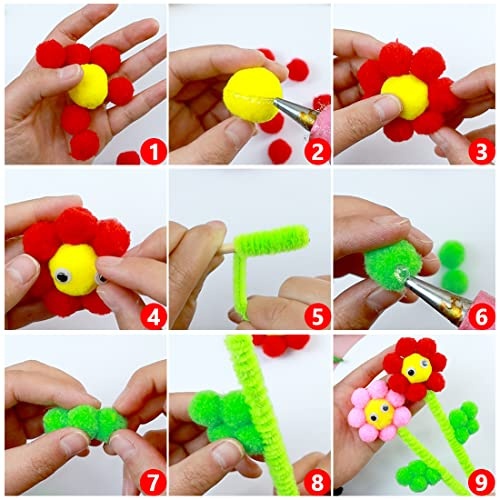 Praisebank 300pcs 1 inch Pom Poms, Pom Poms for Arts and Crafts, Pom Pom Balls in jar, Pom Poms for Crafts. - Image 4