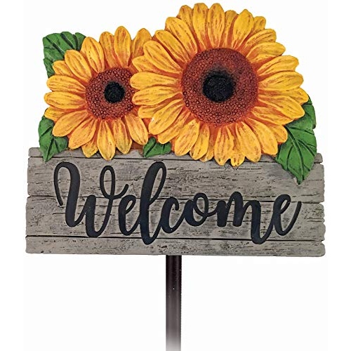 Spoontiques - Sunflower Welcome Garden Stake - Garden Décor - Decorative Stake for Lawn and Yard - Multicolored - Image 1