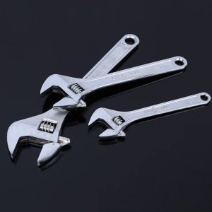 6 8 10 12 Inch Silver Adjustable Wrench, 20-40 mm Wide Jaw Opening, Drop Forged Steel Heat Treated Chrome-plated, Professional Garage DIY Classic Proto Tools (12 Inch) - Image 2