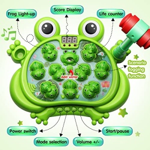 HopeRock Toys for 2 3 4 5 Year Old Boy,Toddler Toys Age 2-4, Whack A Frog Game,with 5 Modes,45 Levels,9 Music Spray and Light-up, Baby Toy Gifts for Early Learning, Birthday Gift for Toddler Boy Toys - Image 7