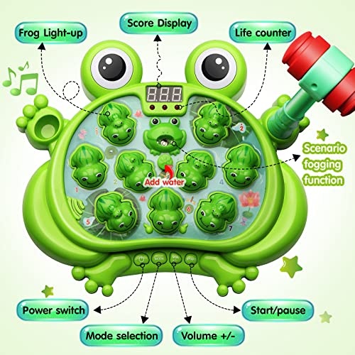 HopeRock Toys for 2 3 4 5 Year Old Boy,Toddler Toys Age 2-4, Whack A Frog Game,with 5 Modes,45 Levels,9 Music Spray and Light-up, Baby Toy Gifts for Early Learning, Birthday Gift for Toddler Boy Toys - Image 7